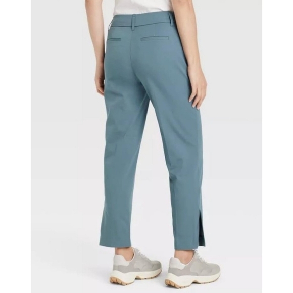 A New Day Mid Rise Slim Straight Side Split Trousers Blue Size 16 - Picture 2 of 11